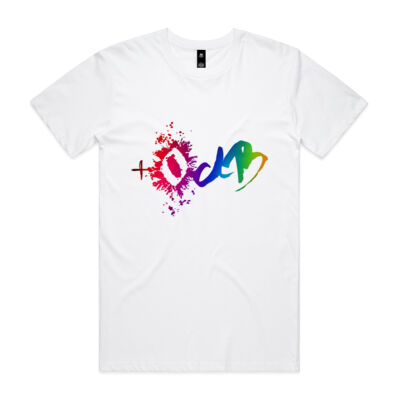 +0 dB - Rainbow Logo - White Tee Thumbnail
